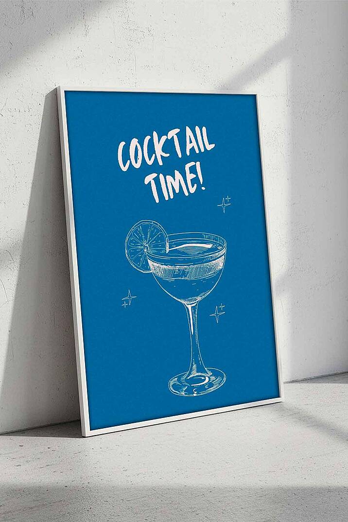 Modern Cocktail Time Yazılı Çerçeveli Tablo Mutfak Cafe Salon Dekorasyonu - 1