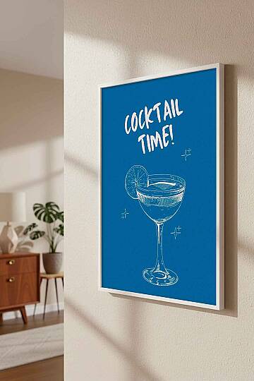 Modern Cocktail Time Yazılı Çerçeveli Tablo Mutfak Cafe Salon Dekorasyonu - 8