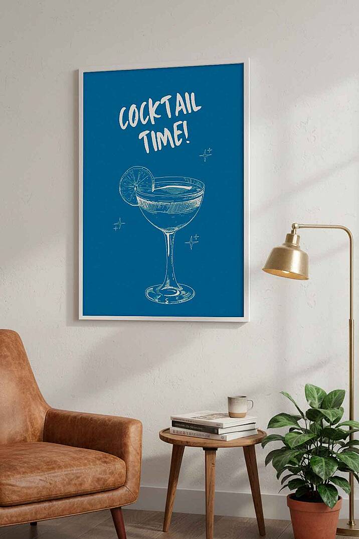 Modern Cocktail Time Yazılı Çerçeveli Tablo Mutfak Cafe Salon Dekorasyonu - 9