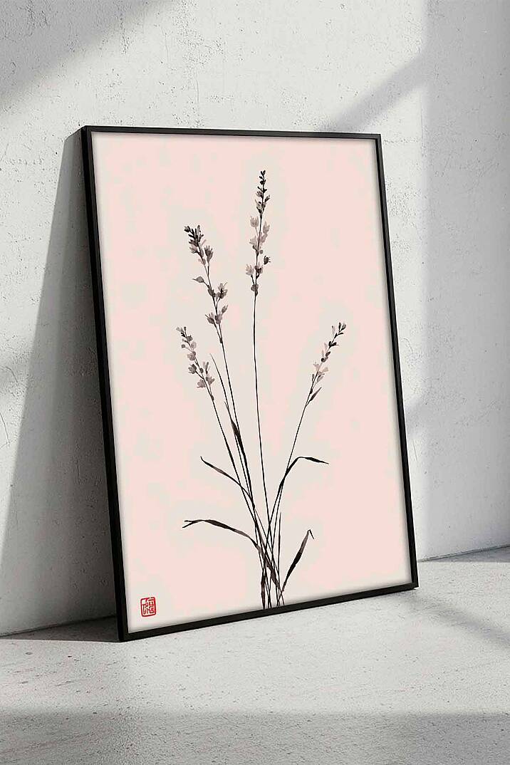Modern Minimalist Japon Stili Çiçekli Çerçeveli Tablo Salon Ofis Duvar Dekoru - 2