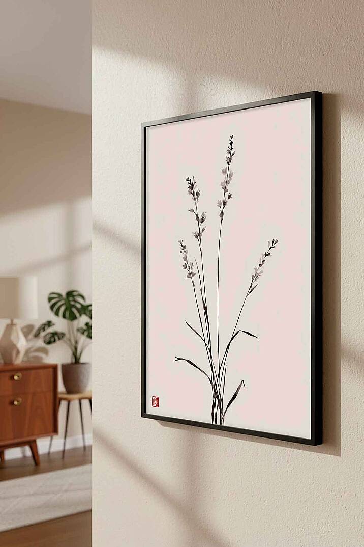 Modern Minimalist Japon Stili Çiçekli Çerçeveli Tablo Salon Ofis Duvar Dekoru - 3
