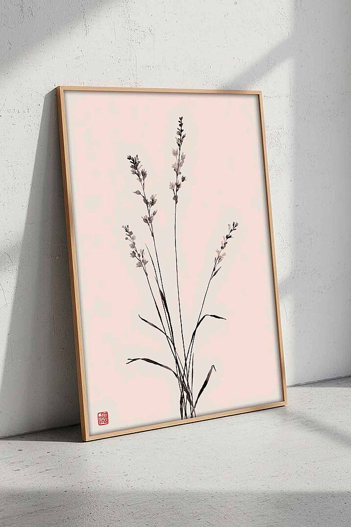Modern Minimalist Japon Stili Çiçekli Çerçeveli Tablo Salon Ofis Duvar Dekoru - 1