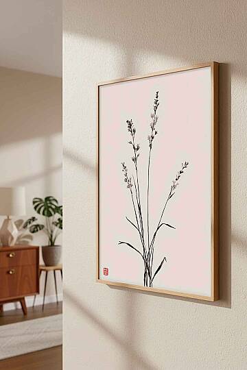 Modern Minimalist Japon Stili Çiçekli Çerçeveli Tablo Salon Ofis Duvar Dekoru - 5