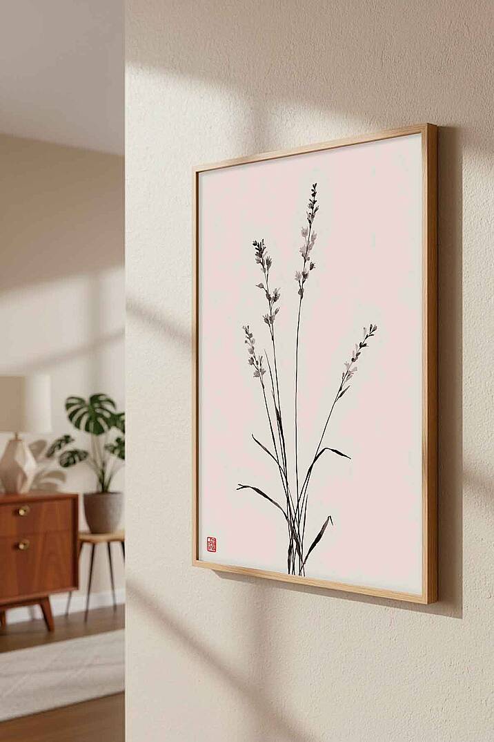 Modern Minimalist Japon Stili Çiçekli Çerçeveli Tablo Salon Ofis Duvar Dekoru - 5