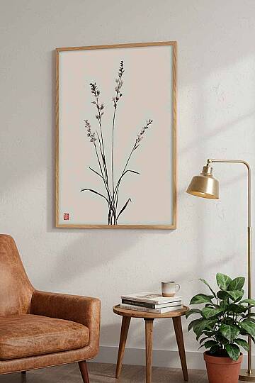 Modern Minimalist Japon Stili Çiçekli Çerçeveli Tablo Salon Ofis Duvar Dekoru - 6