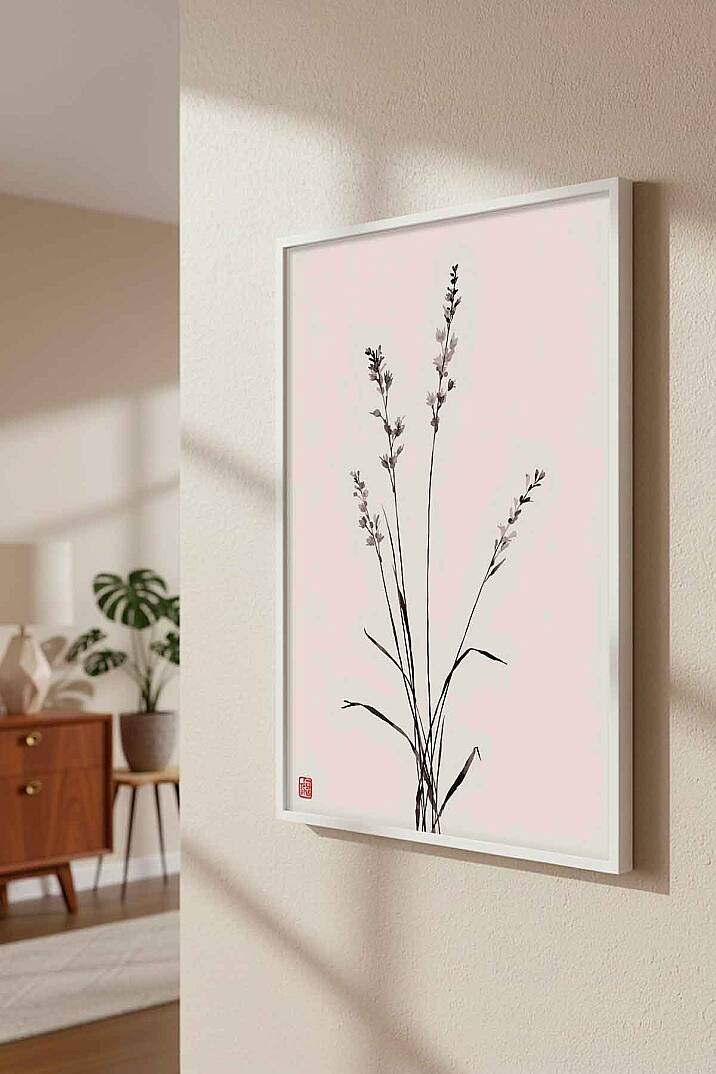 Modern Minimalist Japon Stili Çiçekli Çerçeveli Tablo Salon Ofis Duvar Dekoru - 8