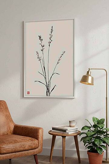 Modern Minimalist Japon Stili Çiçekli Çerçeveli Tablo Salon Ofis Duvar Dekoru - 9