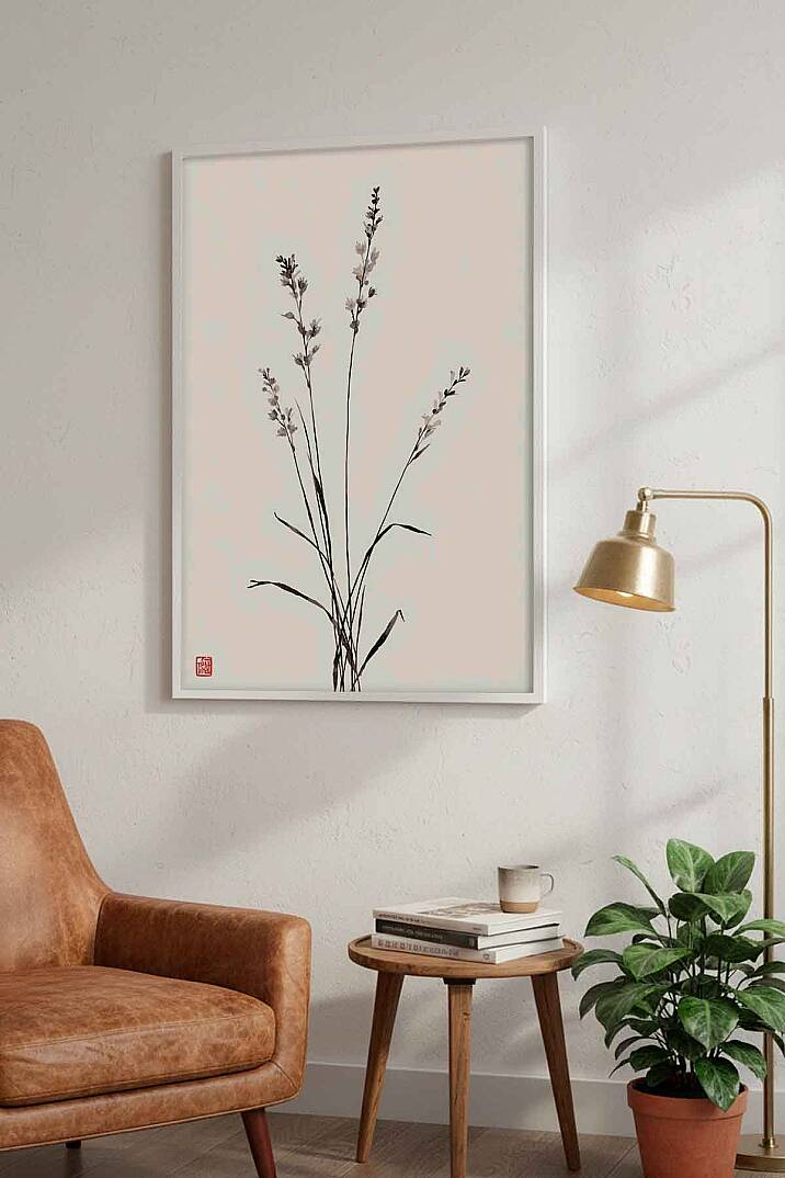 Modern Minimalist Japon Stili Çiçekli Çerçeveli Tablo Salon Ofis Duvar Dekoru - 9
