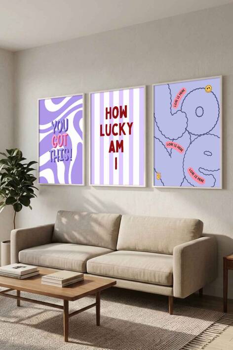 Modern Motivasyonel Yazılı 3'lü Set Çerçeveli Tablo Salon ve Genç Odası Dekorasyonu - 7