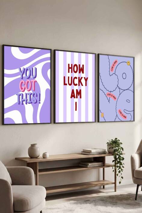 Modern Motivasyonel Yazılı 3'lü Set Çerçeveli Tablo Salon ve Genç Odası Dekorasyonu - 2