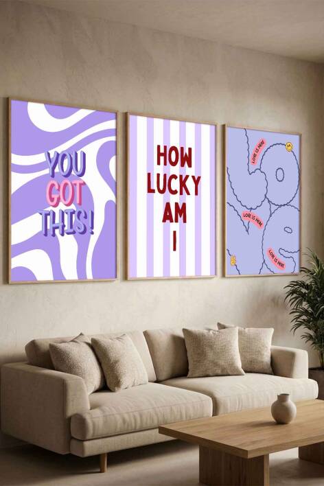 Modern Motivasyonel Yazılı 3'lü Set Çerçeveli Tablo Salon ve Genç Odası Dekorasyonu - 8