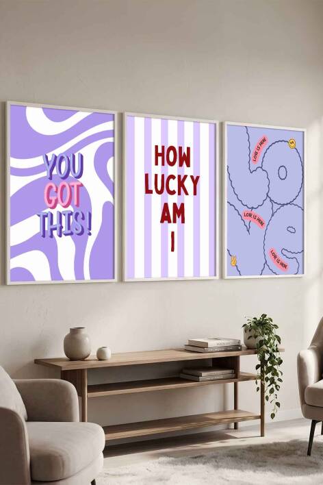 Modern Motivasyonel Yazılı 3'lü Set Çerçeveli Tablo Salon ve Genç Odası Dekorasyonu - 5