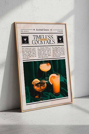Modern Retro Timeless Cocktails Magazin Temalı Çerçeveli Tablo Salon Bar Duvar Dekoru - 4
