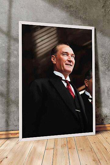 Mustafa Kemal Atatürk Gülümseyen Portre Çerçeveli Tablo Ofis İşyeri ve Salon Tablosu - 7