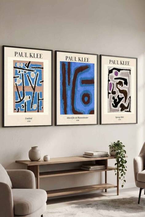 Paul Klee Soyut Sanat 3'lü Çerçeveli Tablo Seti Ünlü Sanatçılar Serisi Modern Salon Dekorasyonu - 2