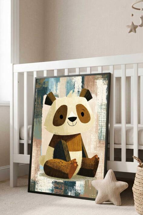Sevimli Panda Çocuk Odası Çerçeveli Tablo Bebek Odası Dekorasyonu - 4