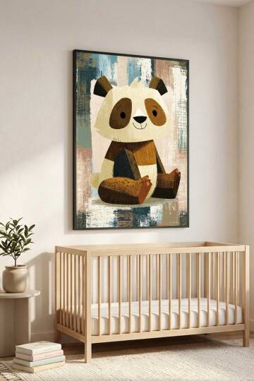 Sevimli Panda Çocuk Odası Çerçeveli Tablo Bebek Odası Dekorasyonu - 6