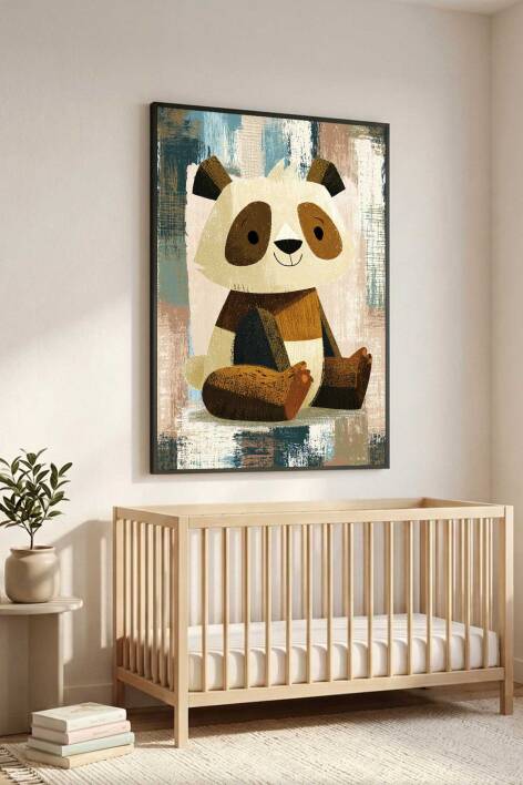 Sevimli Panda Çocuk Odası Çerçeveli Tablo Bebek Odası Dekorasyonu - 6