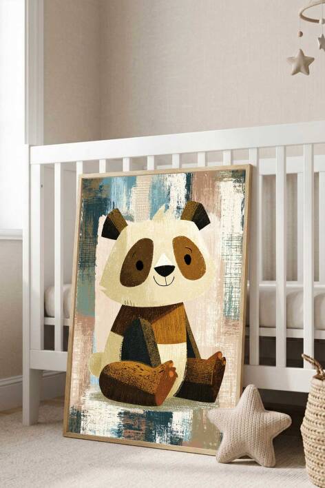 Sevimli Panda Çocuk Odası Çerçeveli Tablo Bebek Odası Dekorasyonu - 7
