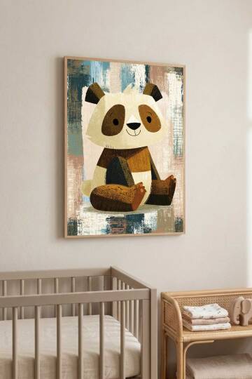 Sevimli Panda Çocuk Odası Çerçeveli Tablo Bebek Odası Dekorasyonu - 8