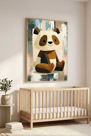 Sevimli Panda Çocuk Odası Çerçeveli Tablo Bebek Odası Dekorasyonu - 9
