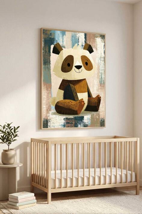 Sevimli Panda Çocuk Odası Çerçeveli Tablo Bebek Odası Dekorasyonu - 9