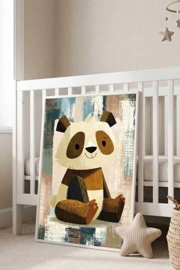 Sevimli Panda Çocuk Odası Çerçeveli Tablo Bebek Odası Dekorasyonu
