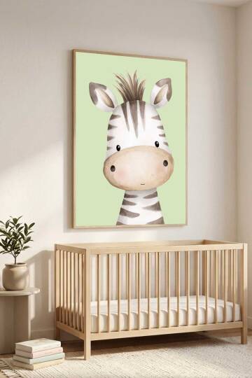 Sevimli Zebra Figürlü Çocuk Odası Çerçeveli Tablo Bebek Odası Duvar Dekoru - 9