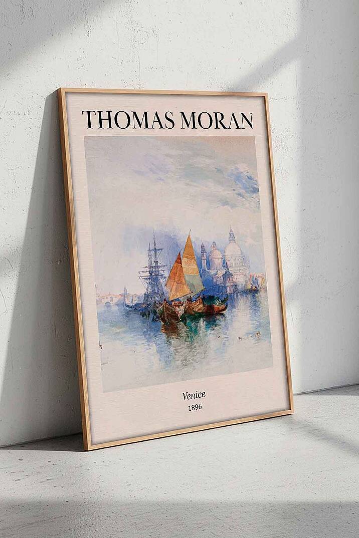Thomas Moran Venice Manzara Vintage Sanat Çerçeveli Tablo Salon Ofis Duvar Dekorasyonu - 1
