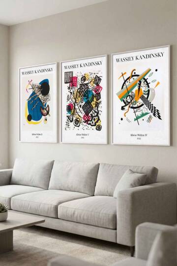 Wassily Kandinsky Küçük Dünyalar 3'lü Set Ünlü Sanatçılar Serisi Çerçeveli Tablo Salon ve Ofis Dekoru - 9