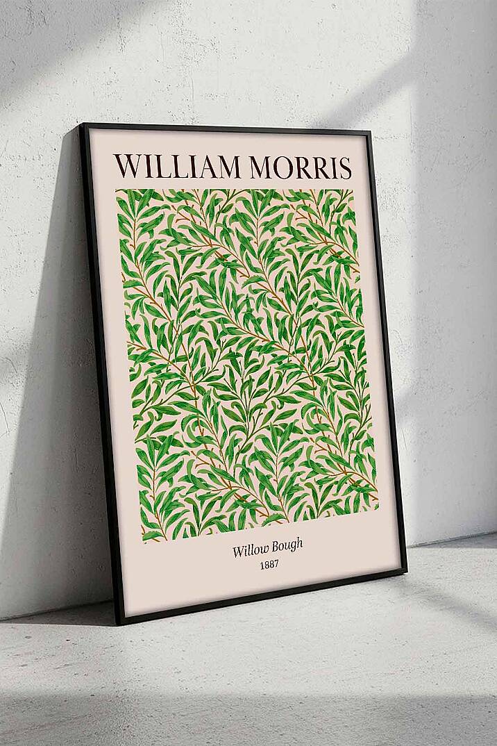 William Morris Willow Bough Botanik Desenli Çerçeveli Tablo Salon ve Ofis Dekoru - 2