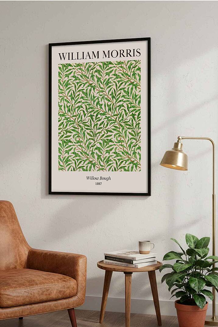William Morris Willow Bough Botanik Desenli Çerçeveli Tablo Salon ve Ofis Dekoru - 4