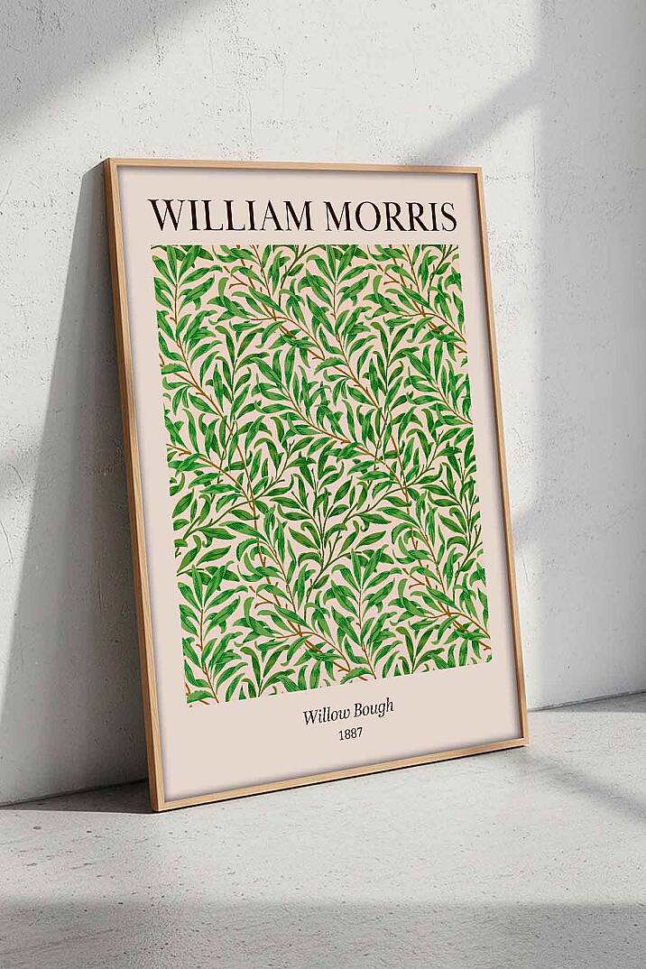 William Morris Willow Bough Botanik Desenli Çerçeveli Tablo Salon ve Ofis Dekoru - 1