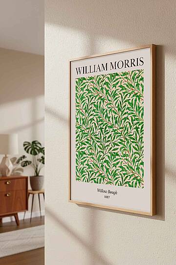 William Morris Willow Bough Botanik Desenli Çerçeveli Tablo Salon ve Ofis Dekoru - 5
