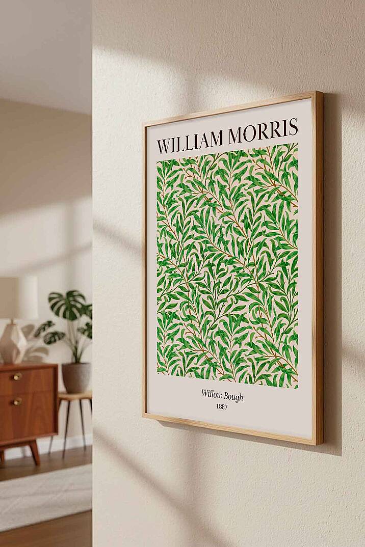 William Morris Willow Bough Botanik Desenli Çerçeveli Tablo Salon ve Ofis Dekoru - 5