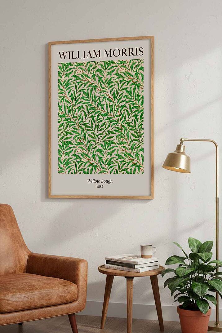 William Morris Willow Bough Botanik Desenli Çerçeveli Tablo Salon ve Ofis Dekoru - 6