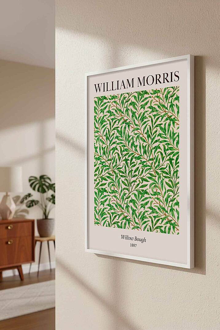 William Morris Willow Bough Botanik Desenli Çerçeveli Tablo Salon ve Ofis Dekoru - 8