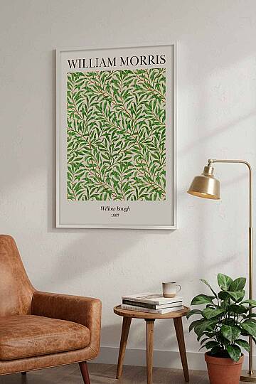 William Morris Willow Bough Botanik Desenli Çerçeveli Tablo Salon ve Ofis Dekoru - 9