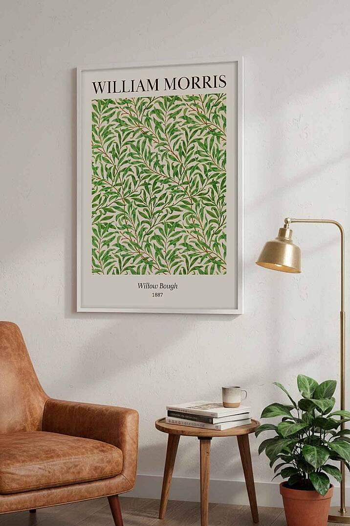 William Morris Willow Bough Botanik Desenli Çerçeveli Tablo Salon ve Ofis Dekoru - 9